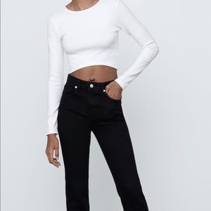 Zara slit hem black denim pants